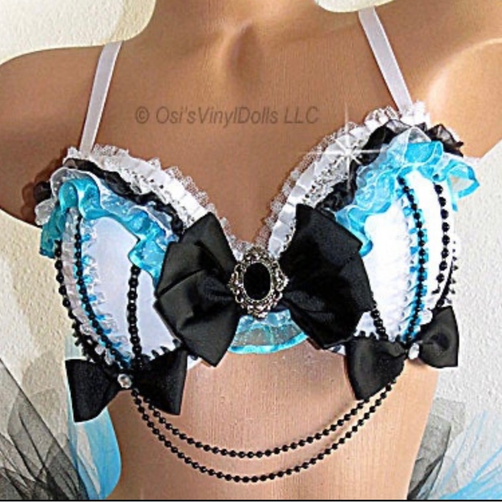 Alice in Wonderland EDM Festival Ravewear Sequin Bra - New - Hand Made - 34B